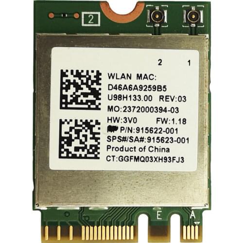 Realtek RTL8822BE IIEEE802.11AC/A/B/G/N WiFi + Bluetooth4.1 NGFF Wireless WLAN Card 2.4G/5GHz sps :915623-001