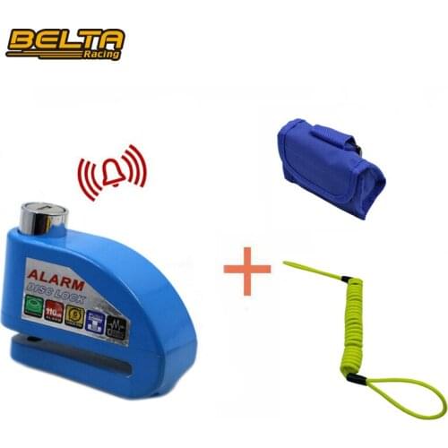 Blue Waterproof Motorcycle Bicycle Security Anti-Theft Disc Alarm Lock System With Black Bag&Green Cable KSS-L101 BU series