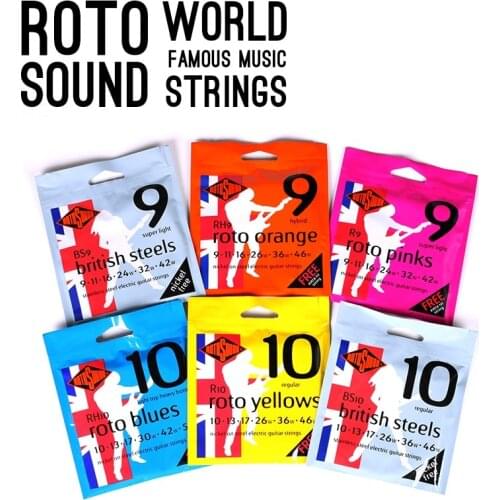 Rotosound R8 R9 R10 RH9 RH10 Nickel on Steel Electric Strings / British Steels BS9 BS10 Stainless Steel Electric Guitar Strings