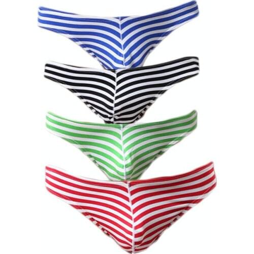 4PCS New Men Underwear Briefs Modal Cueca Striped Shorts Thong Breathable Fitness Underpants Thongs Slip Homme Underwear Briefs