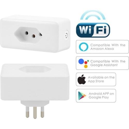 Tuya Wifi Smart Socket Brazil Plug 10/16A tuya/smart life APP Remote Control Voice Control Work With Alexa Google Home
