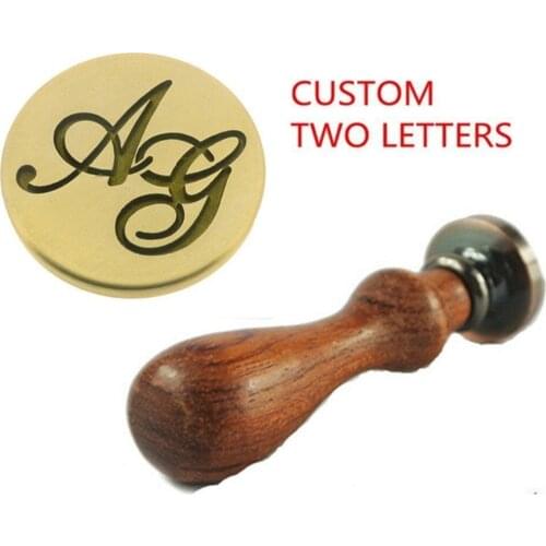Vintage Custom Made Your Design Letter Picture Logo Personalized Wedding Invitation Wax Seal Stamp Rosewood Handle Set