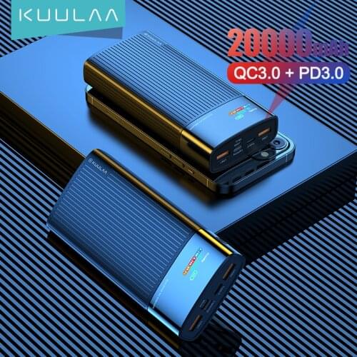 KUULAA Digital Display Power Bank 20000mAh QC PD 3.0 PoverBank Fast Charging PowerBank 20000 mAh USB External Battery Charger