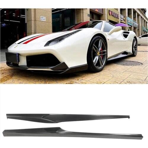 For Ferrari 488 Rear Carbon Fiber Side Body Skirts Kit Lip Splitters Trim Cover Spoiler High Quality Auto Accessories