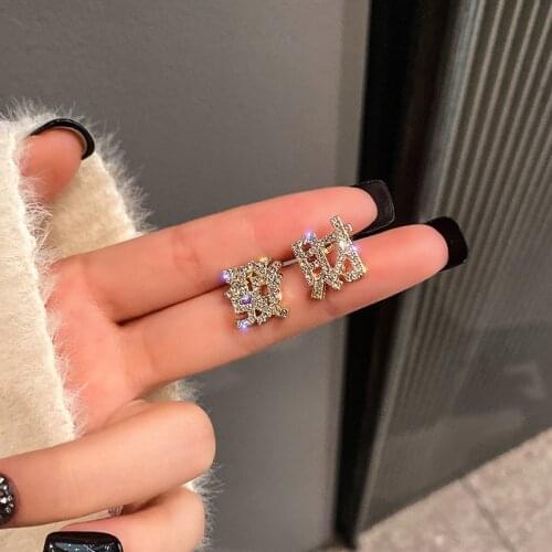 1 Pair Fashion Cubic zircon Get rich Letter Earrings Drop Small Hoop Earings For Women Jewelry Gifts for New Year