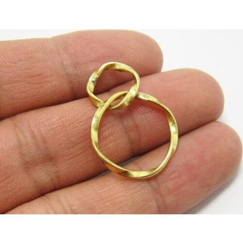 Brass twisted circle pendant 29mm Raw brass rings earrings findings R650