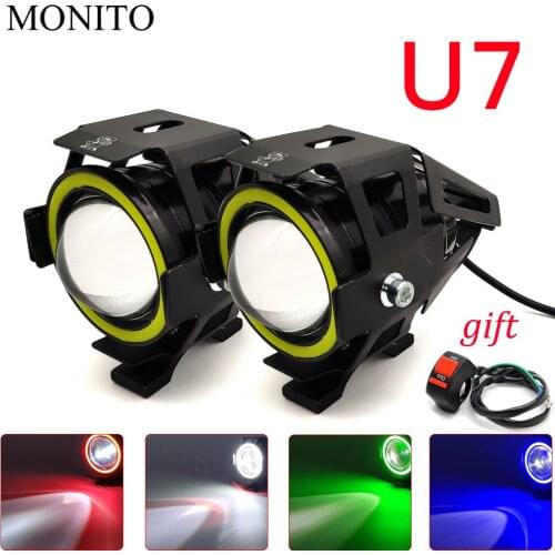 125W U7 LED Motorcycle Headlight Angel Eyes Driving Head Lamp Fog Light For BMW S1000R S1000 Benelli be300 be600 tnt/be 300 600