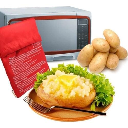 2pcs Microwave Potato Cooker Bag Red Washable Cooker Bag Baked Potato Microwave Cooking Potato Quick Fast