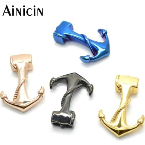 20pcs Anchor Bracelet Making Findings Gold Gun Black Blue Color Plating Fit 5mm Diameter Leather