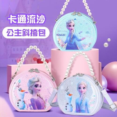 2021 Frozen Elsa messenger bag princess children shoulder bag pu messenger bag cute fashion handbag girl coin purse shopping bag