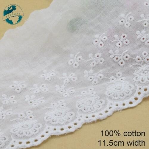 3yards 11.5cm 100% cotton embroidery lace french lace ribbon fabric guipure diy trims warp knitting sewing Accessories#3300