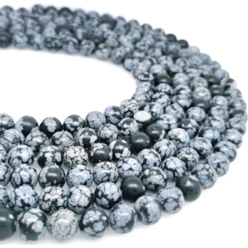 4-12mm Round Natural Stone Smooth Beads Back And White Spot Jasper Jewelry Making Bracelet Necklace Energy Crystal Yoga Gemstone