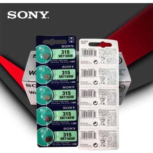 50pc Sony 100% Original 315 SR716 SR716SW EP2012 D315 Cell Button Batteries Silver Oxide men ladies children watches retail card