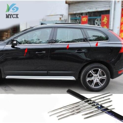 For Volvo XC60 XC 60 2009-2016 Stainless Steel Door Bottom Window Frame Body Molding Strip Cover Trims Boot Protector 6PCS