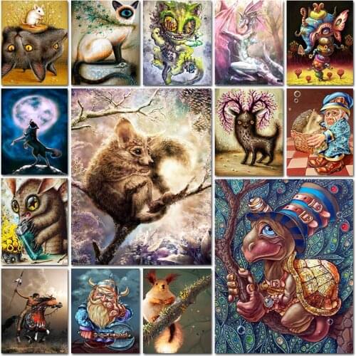 5d diamond painting embroidery Cross stitch Animal bird wolf dragon turtle rat fantasy Mosaic full square home decor Paintings