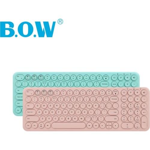 B.O.W Bluetooth Keyboard Multi-Devices Connecting To PC / Tablet / Smartphone , Soft 96 Keys Round KB Computer