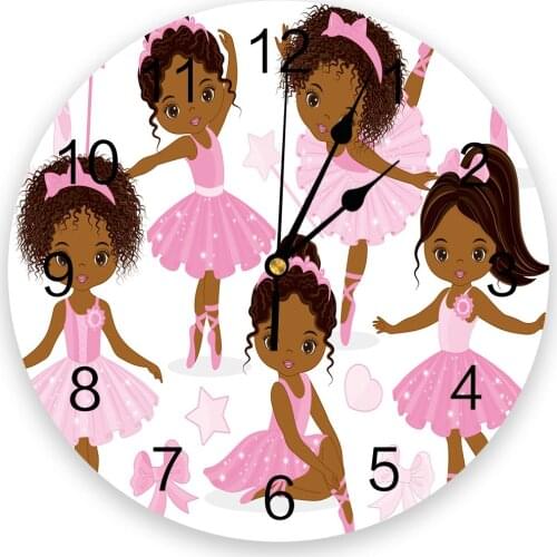 Ballet Girl Stars Bow Cute Living Room Clock Wall Round Clocks Decor Home Bedroom Kitchen Decoration Wall Clocks