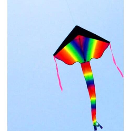 Free shipping black rainbow kite nylon ripstop outdoor toys flying kite tails beach fun kite string parachute kites for adults