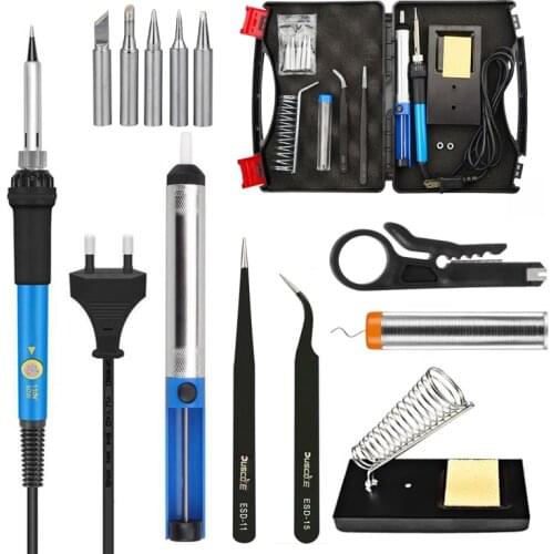 220V 110V 60W Electric Soldering iron kit Adjustable Temperature Soldering iron Set With Desoldering Pump Solder Wire Stand Box