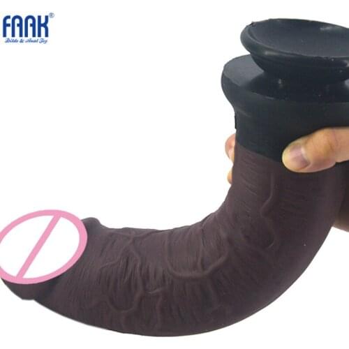 FAAK Huge 25.5cm*5.6cm Realistic Dildo Weird Penis Silicone Skin Feel for Women Gay Masturbation Dick Suction Cup Horse Dildo