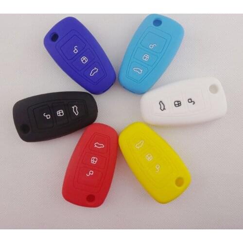 3 buttons Silicone Car Key Case cover for Ford Focus 3 Mondeo MK3 Kuga Fiesta Escape Ecosport Flip Style Car Key