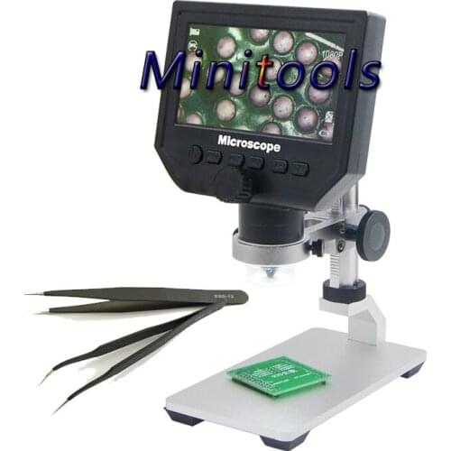 G600 3.6MP 1-600X Portable USB Digital Electronic Microscope 4.3" Display with Aluminum alloy Holder with ESD12 /15 tweezer free