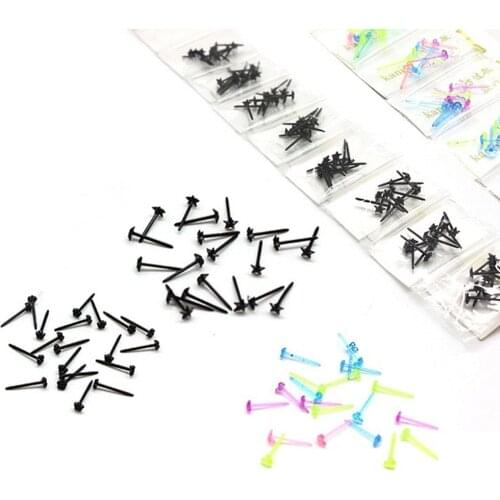 30pcs/bag Anti-allergic Ear Sticks Plastic Stud Earrings Wholesale Matchheads Transparent Black Round Head Sticks Studs #280519