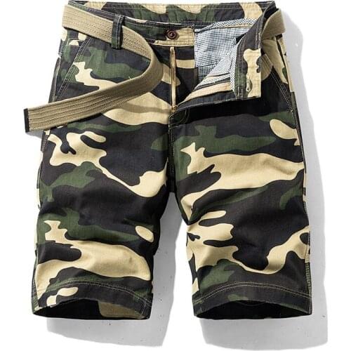 Camouflage Summer Cargo Short Men Casual Mens Shorts Mid-waist Knee Length Cotton Breathable Overalls Men Large Size 28-38