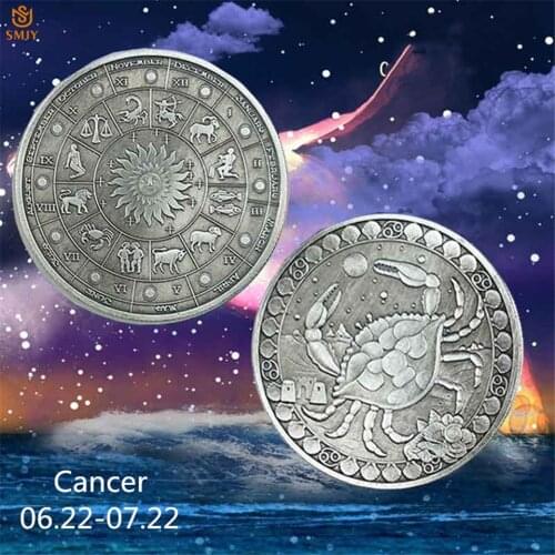 2019 Twelve Constellations Bronze Embossed Souvenir Coin Cancer Home Decoration Token Challenge Coin Holiday Gift Collection