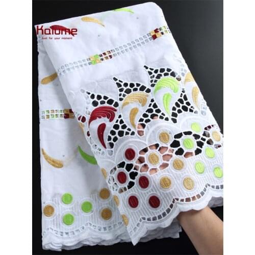 Kalume 2021 High Quality 100% Cotton Lace Fabric Stones Nigerian Purified cotton Lace Fabric For Daily Sewing Dress Fabric F2259