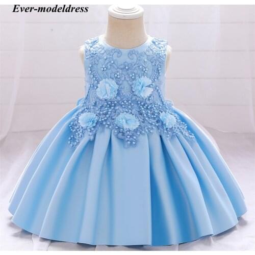 Lace Applique Flower Girls Dresses Kids Handmade Flowers Beaded Cute Toddler Skirt Princess Birthday Party Ball Gowns 2021 New