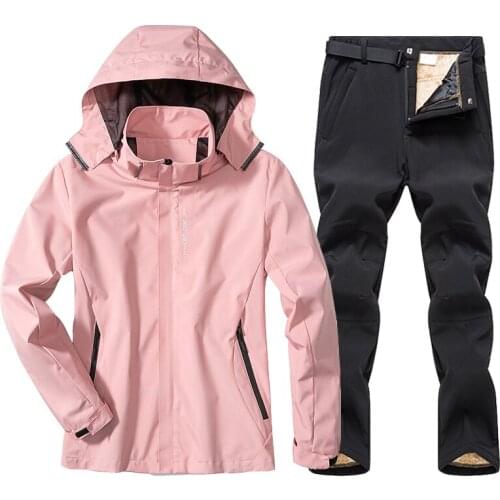 Ski Suit Women Winter Waterproof 3 in 1 Warm Fleece Jackets Female Outdoor Camping Trekking Pants Skiing Snowboard Snow Suits