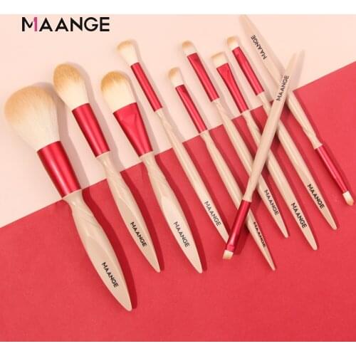 MAANGE 10 Pcs Makeup Brushes Professional High Quality Makeup Brush Set Powder Brush with Plastic Handle Eye Shadow Brush Tools