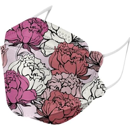 10pc Fashion Floral Face Mask For Women Protective 4ply Mask Breathable Adult Pm2.5 Mouth Mask Earloop Bandage Facemask