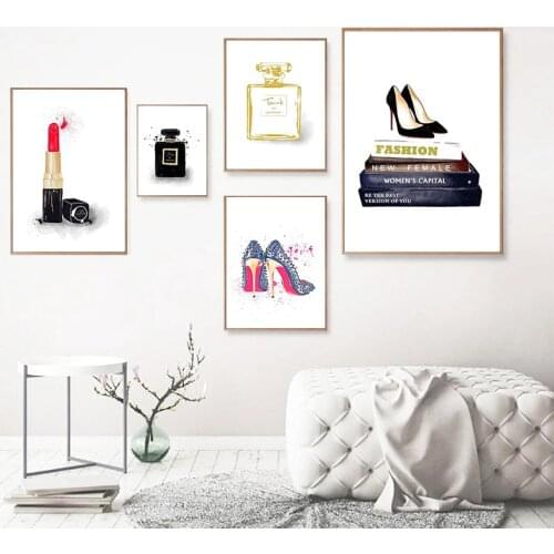 Scandinavian Style Fashion Wall Art Perfume Cosmetics Modern Wall Paintings Woman Bedroom Decoration Picture Make Up Canvas Art