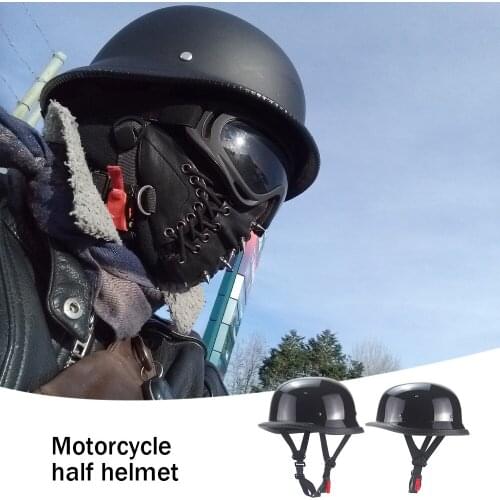Unisex Retro half Motorcycle Helmets Matte Black German Half Face Helmet Chopper Cruiser Biker L/XL casque moto