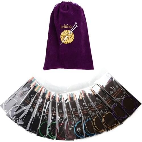 1 Set Multiple Models 40/80/100/120cm Length Stainless Steel Ring Rod Needle Set 2.25mm-10mm Knitting Sewing Tools