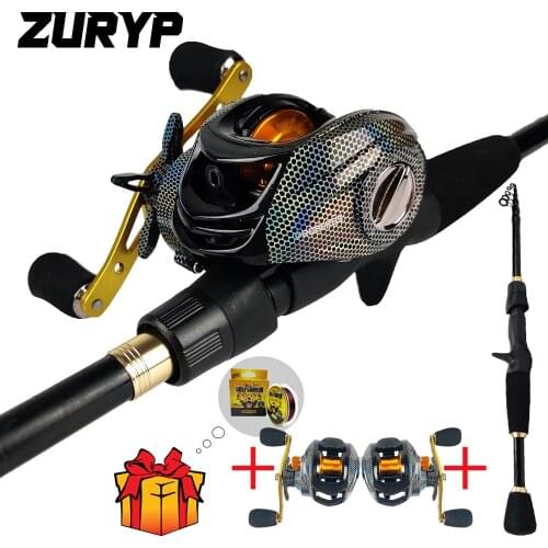 ZURYP 1.8m-2.4m Casting rod set Colorful fishing reel set with gun Casting fishing rod Travel fishing rod Travel fishing tools