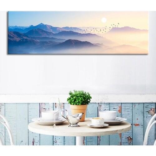 New Chinese Style Beautiful Mountain Sunrise Landscape Canvas Painting Wall Art Pictures for Living Room Sofa Banner Home Decor