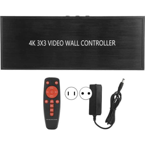 Aluminum Alloy HDMI 3x3 Video Wall Controller Screen Image Processor for 9 TV Splicing Display 110‑240V