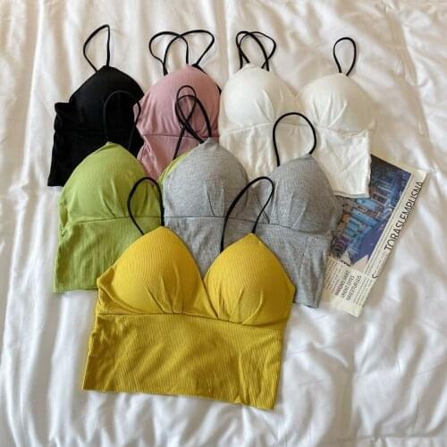 100% Cotton Breast-wrapped Triangle Cup Underwear Beautiful Suspenders Vest Nun Body Casual V-neck Short Paragraph Bottom Coat