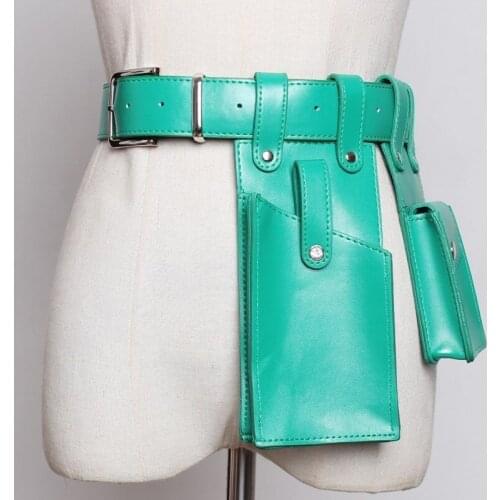 SeeBeautiful New Fashion 2020 Summer Autumn Rivet Detachable Wallet Metal Pin Buckle Girdle PU Leather Belts Women U705