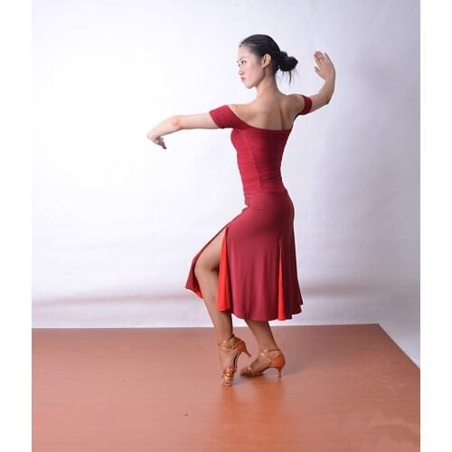 Blackpool Latin Womens spring and summer exercises show Halter hem slit Fradin dress W13006