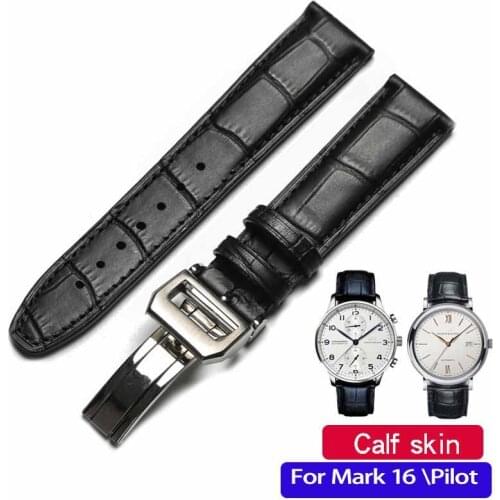 Genuine Leather for IWC Watch Band Pilot Portugal,Mark 16,Surfano Replacement Belt Strap Watch Accessories 20mm Watchbands