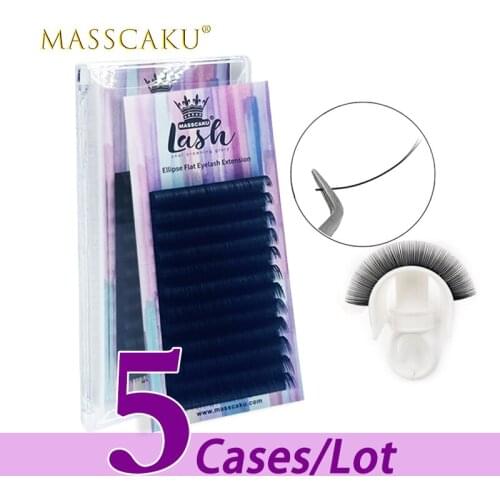 5case/lot MASSCAKU sell 12 rows C D curl soft natural mink ellipse eyelashes high quality soft faux lashes faux cils maquiagem