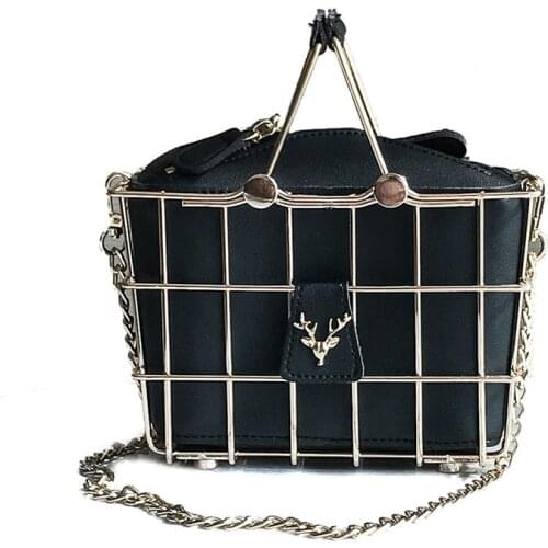 Personality metallic hollow metal cages party clutch evening bag shoulder bag ladies handbag messenger bags purse