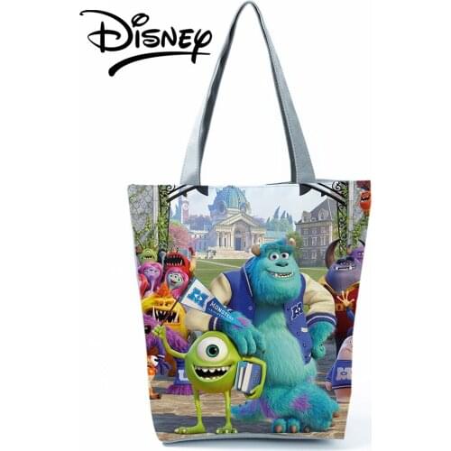 Disney Monsters University Handbags Creativity Cartoon Eco Reusable Shoppaing Bag High Capacity Women Travel Beach Bag Cute Tote