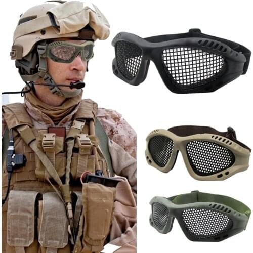 Tactical Paintball Goggles Steel Wire Mesh Airsoft Net Glasses Adjustable Shock Resistance Eye Game Protector Hunting Eyeglasses