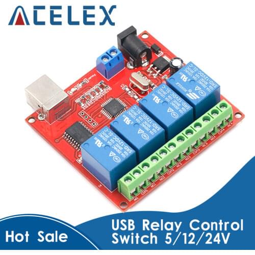 5V 12V 24V 4 Channel USB Relay Control Switch Programmable Computer Control For Smart Home PC Intelligent Controller