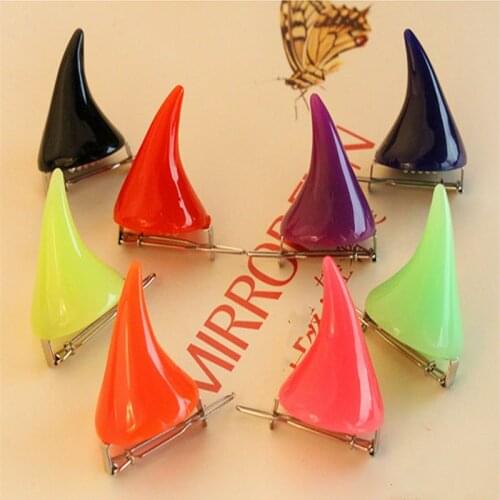 2Pcs Small Demon OX Horn Hair Clips Gothic Party Cosplay Hairpins Costume Women Halloween Girl Candy Color Headdress Accessories
